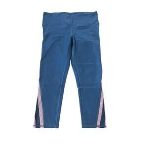 ALO Blue-Gray Chevron Pink Mesh Crop Legging